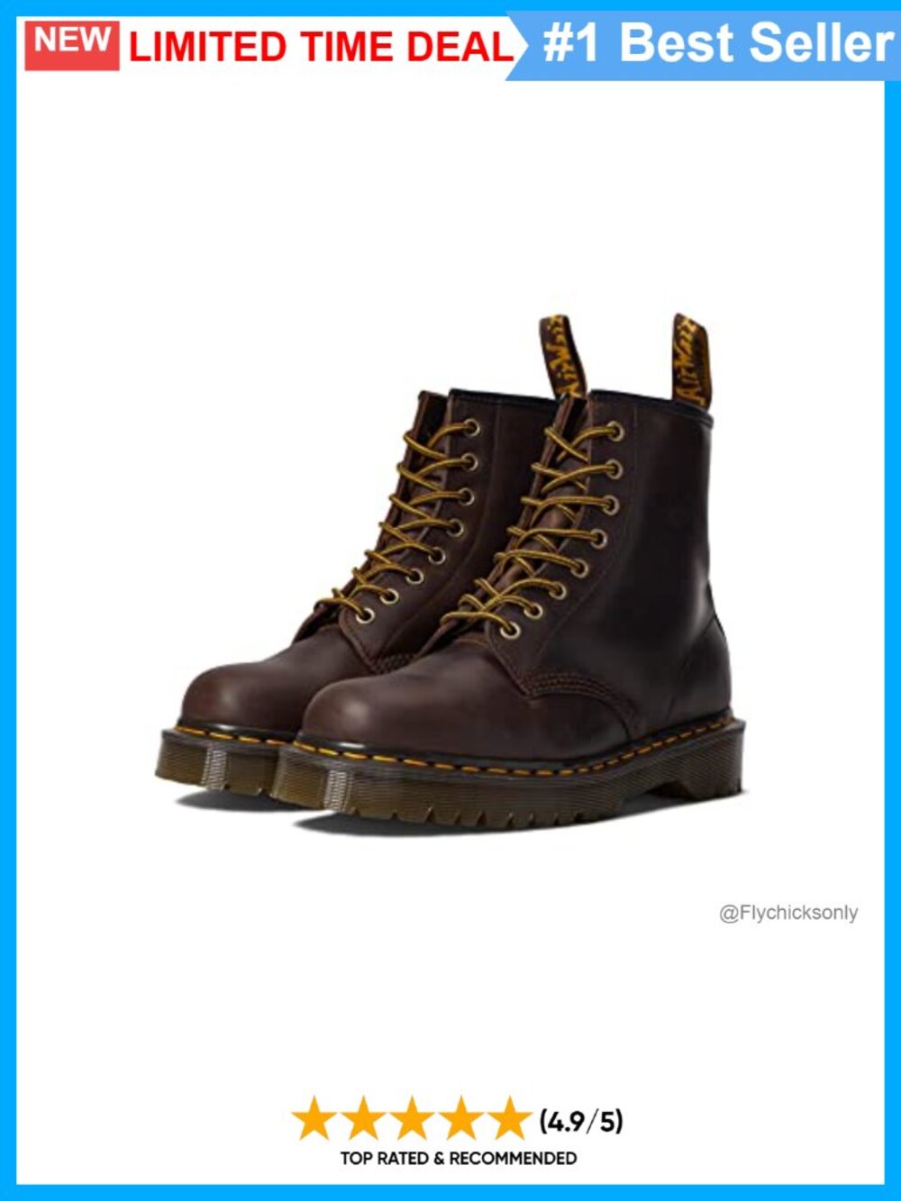 Dr. Martens 1460 Bex Combat Boot Polished Smooth Leather Goodyear Welt Lace-Up